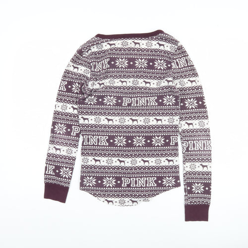 PINK Women's Purple Graphic Pyjama Top, Size S, Winter Cozy Wear