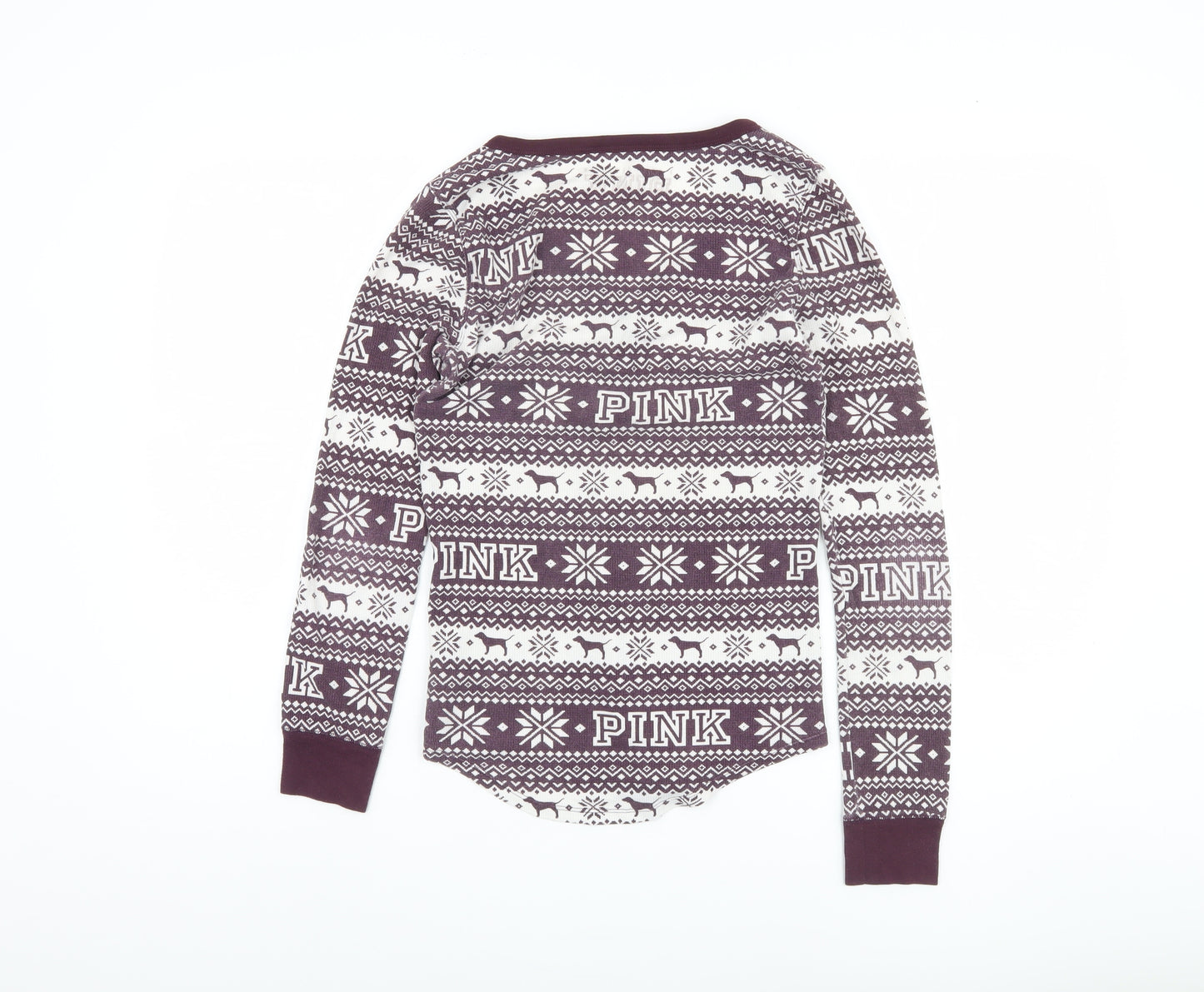 PINK Women's Purple Graphic Pyjama Top, Size S, Winter Cozy Wear