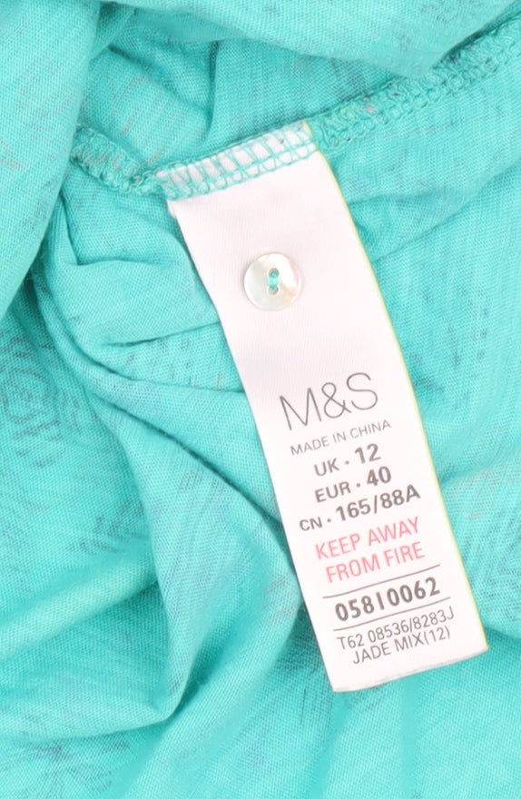 Marks and Spencer Women's Green Floral Blouse, Size 12