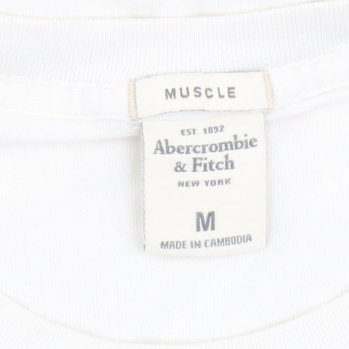Abercrombie & Fitch Men's White Crew Neck T-Shirt, M