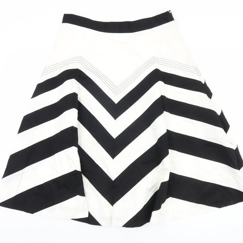 Marks and Spencer Women Black Striped Cotton Skirt Size 12