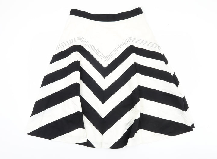 Marks and Spencer Women Black Striped Cotton Skirt Size 12