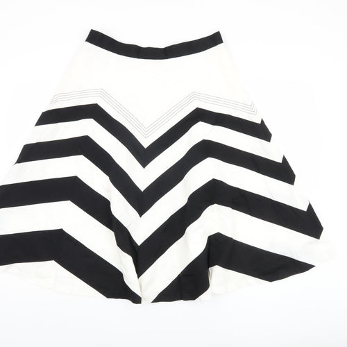 Marks and Spencer Women Black Striped Cotton Skirt Size 12