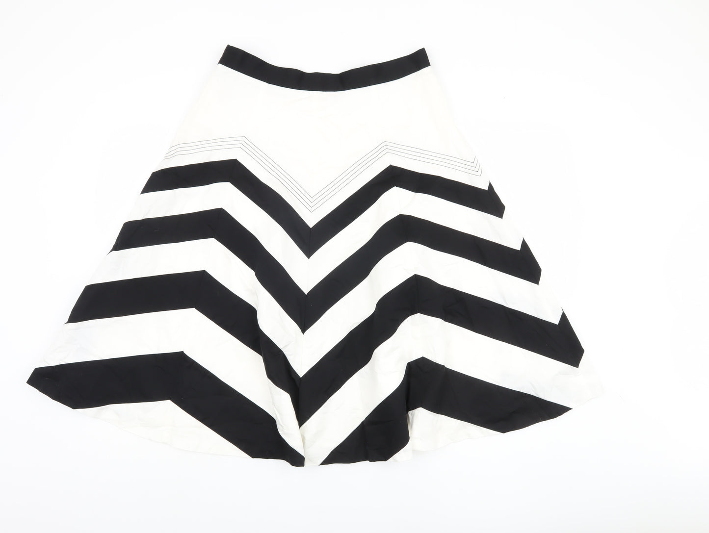 Marks and Spencer Women Black Striped Cotton Skirt Size 12