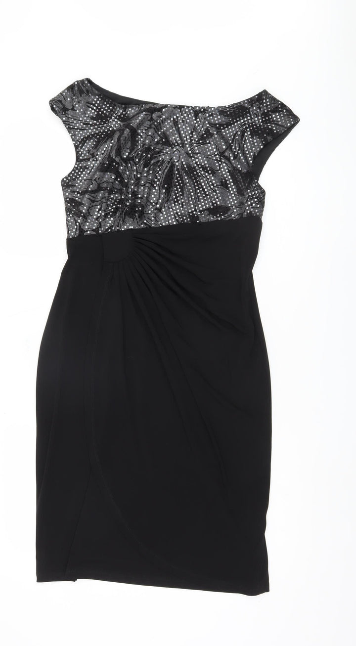 Connected Apparel Women's Black Sequin Sheath Dress, Size 10