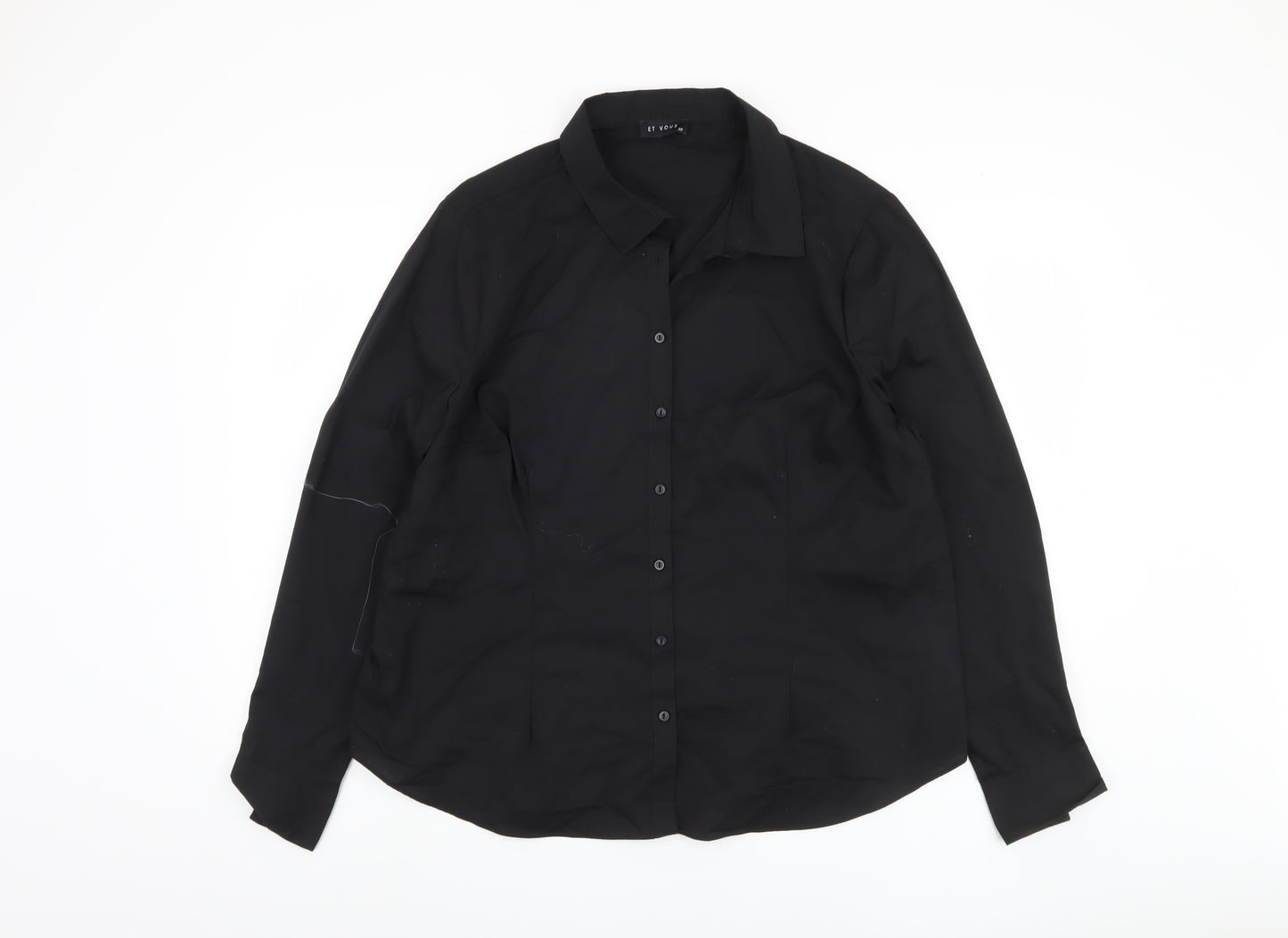 Et Vous Black Long Sleeve Button-Up Shirt, Size 20