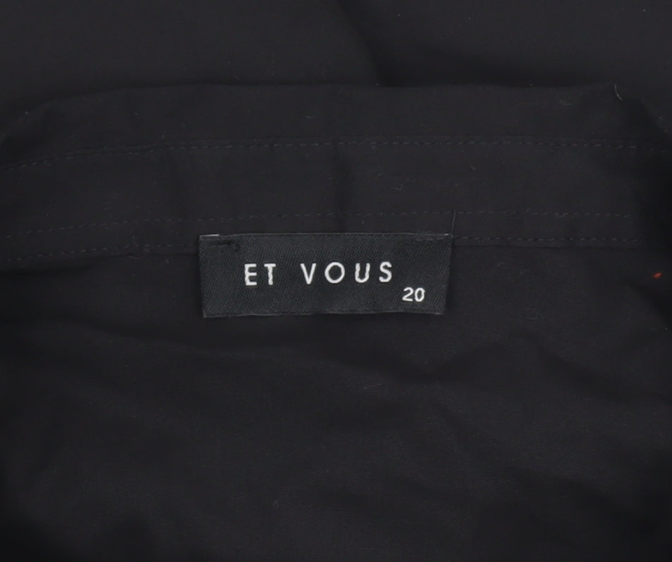 Et Vous Black Long Sleeve Button-Up Shirt, Size 20