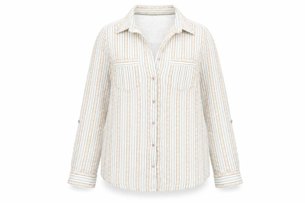 Front view of Marks & Spencer Women's Striped Button-Up Shirt