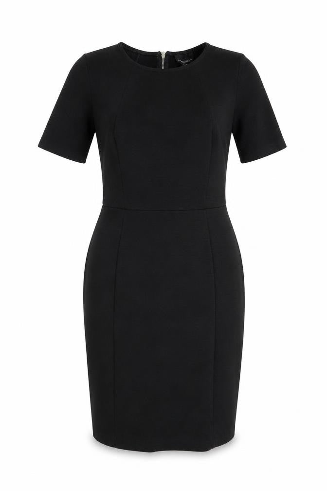 Front view of Warehouse Women’s Black Sheath Dress, size UK 12