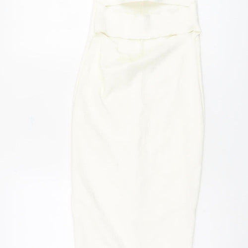 Zara Women's Ivory Strapless Bodycon Dress S