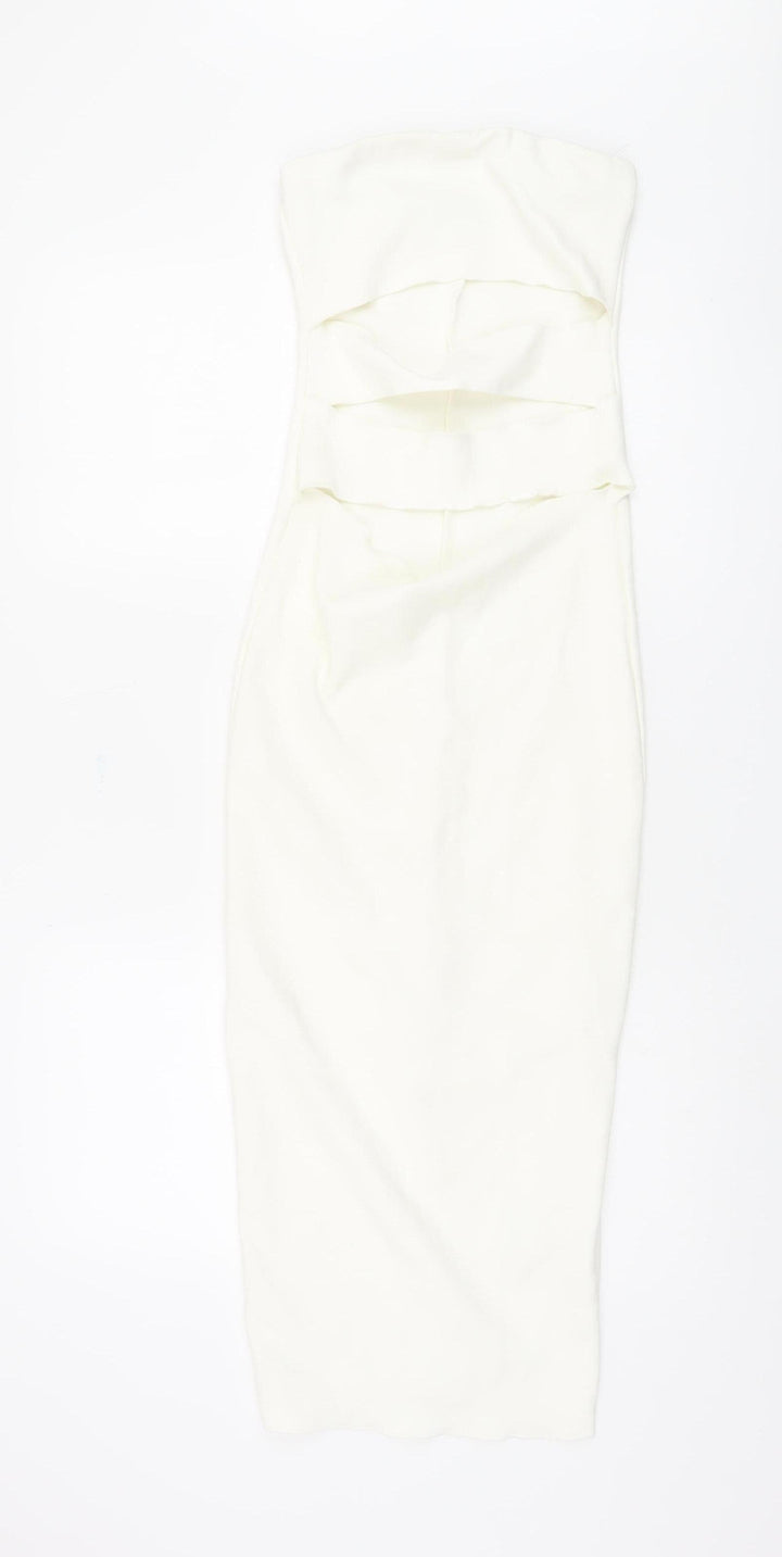 Zara Women's Ivory Strapless Bodycon Dress S