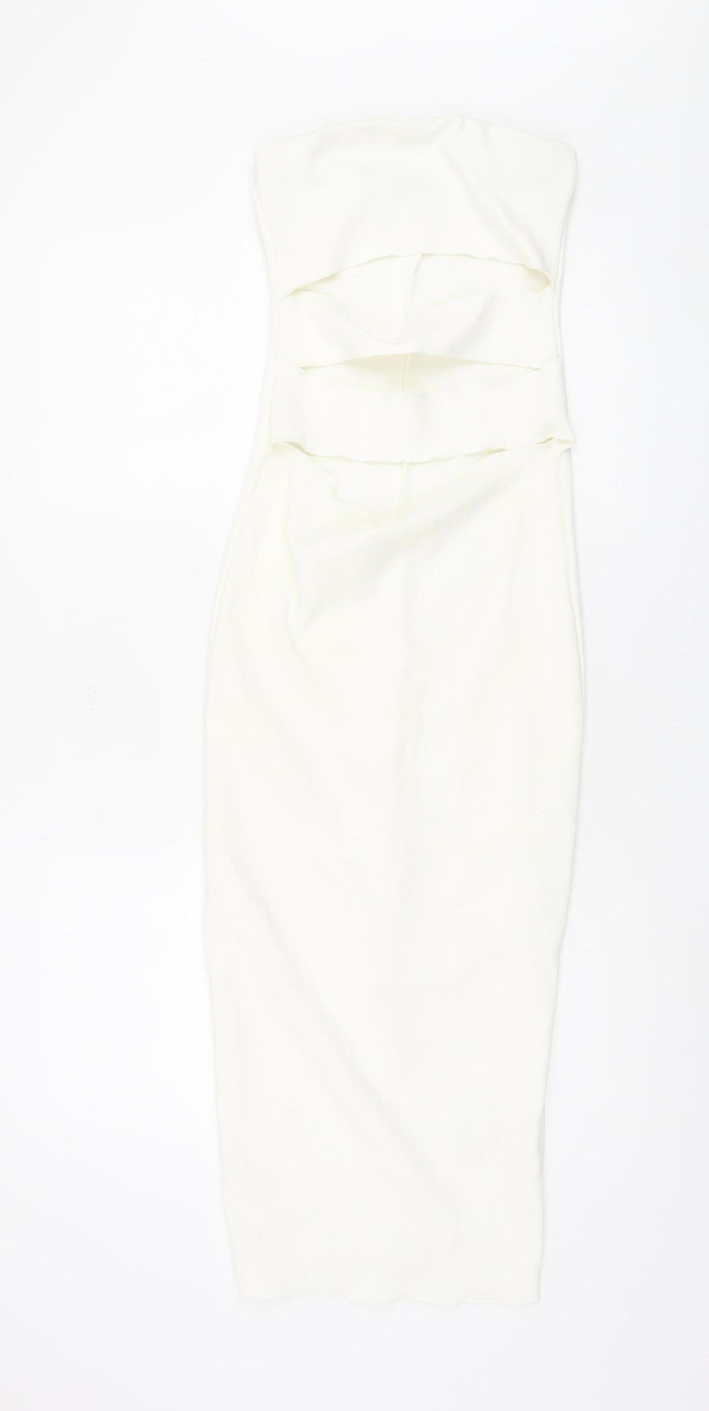 Zara Women's Ivory Strapless Bodycon Dress S