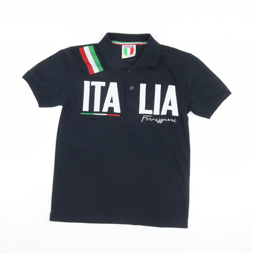 Boys Blue Italia Graphic Polo Shirt - Short Sleeve, Size: