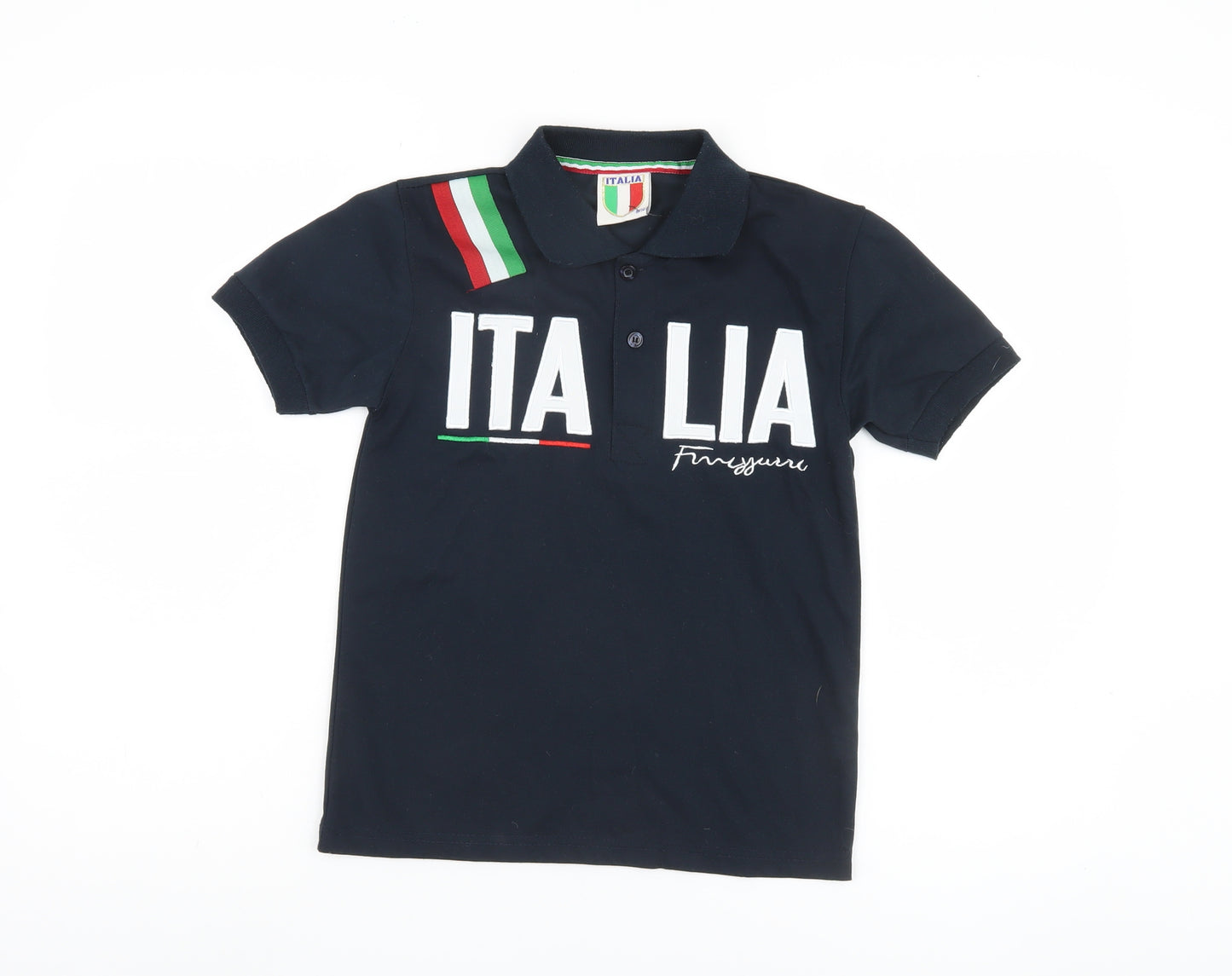 Boys Blue Italia Graphic Polo Shirt - Short Sleeve, Size: