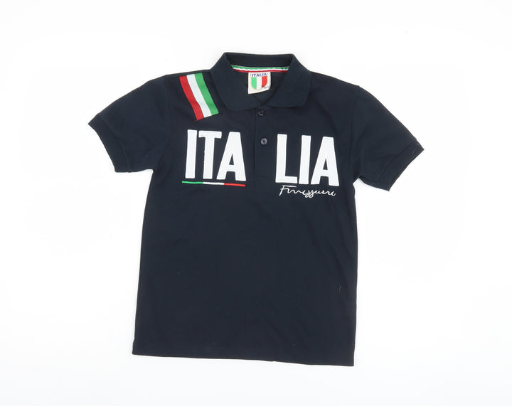 Boys Blue Italia Graphic Polo Shirt - Short Sleeve, Size: