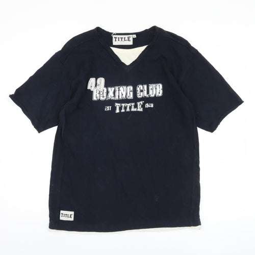 TITLE Men's Black Cotton Sports Graphic T-Shirt M