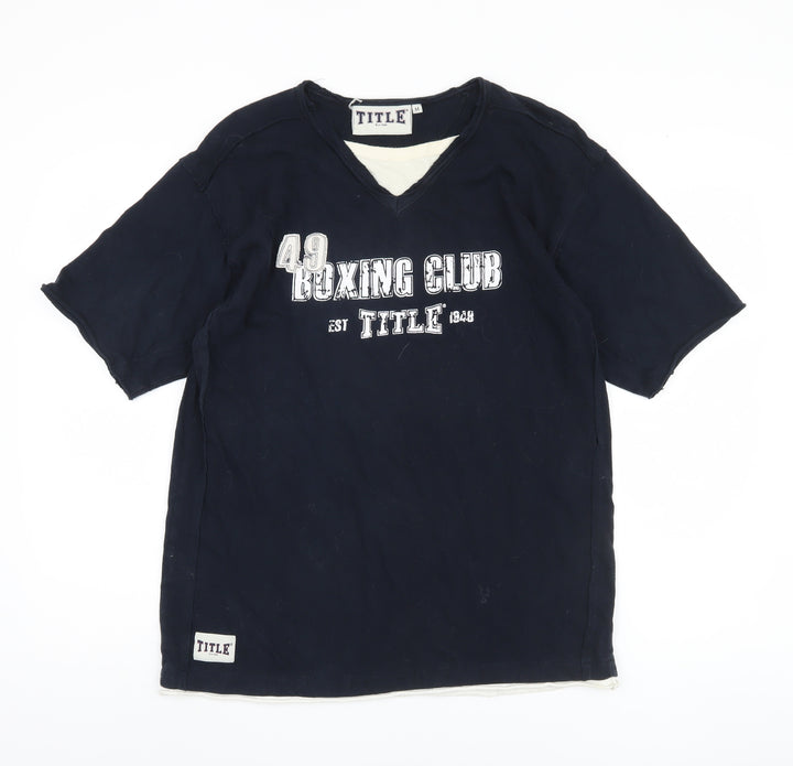 TITLE Men's Black Cotton Sports Graphic T-Shirt M
