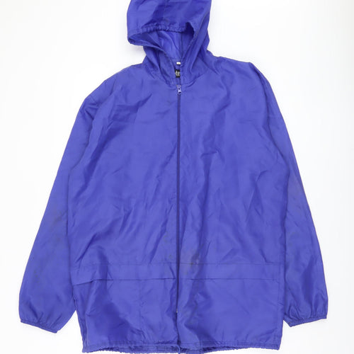 Protection Men's Blue Hooded Windbreaker Jacket, Size M