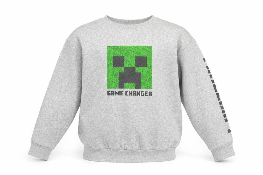 Front view of Mojang boys’ grey pullover sweatshirt -, size 12