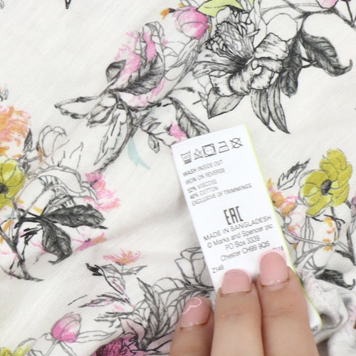 Marks and Spencer Women's Floral T-Shirt, Multicoloured, Size 12