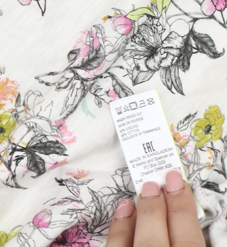 Marks and Spencer Women's Floral T-Shirt, Multicoloured, Size 12