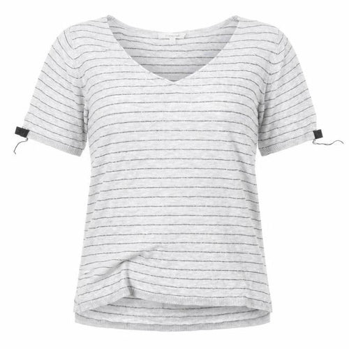 Grace & Mila Women's Grey Striped V-Neck T-Shirt L