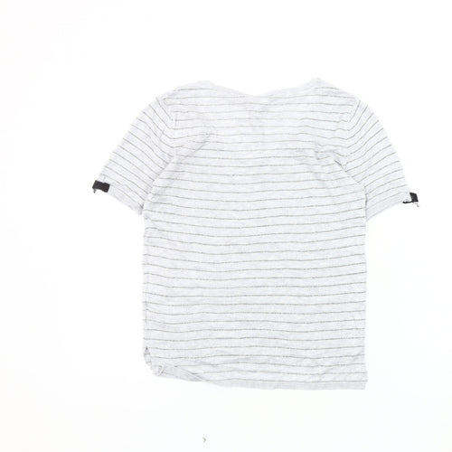 Grace & Mila Women's Grey Striped V-Neck T-Shirt L