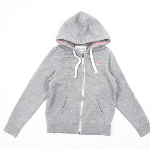 Jack Wills Women's Grey Basic Hooded Jacket Size 8