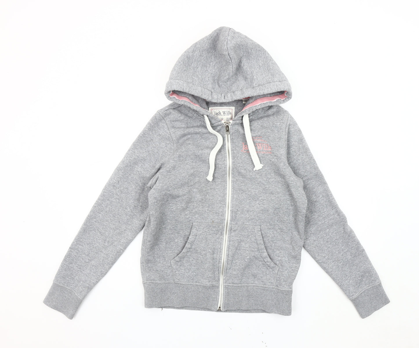 Jack Wills Women's Grey Basic Hooded Jacket Size 8