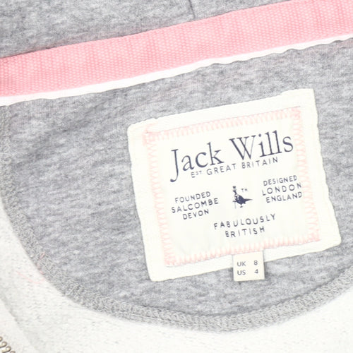 Jack Wills Women's Grey Basic Hooded Jacket Size 8