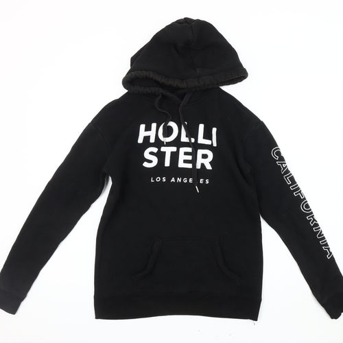 Hollister XS Black Pullover Hoodie, Unisex, Graphic Logo