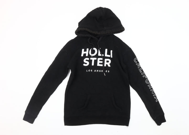 Hollister XS Black Pullover Hoodie, Unisex, Graphic Logo