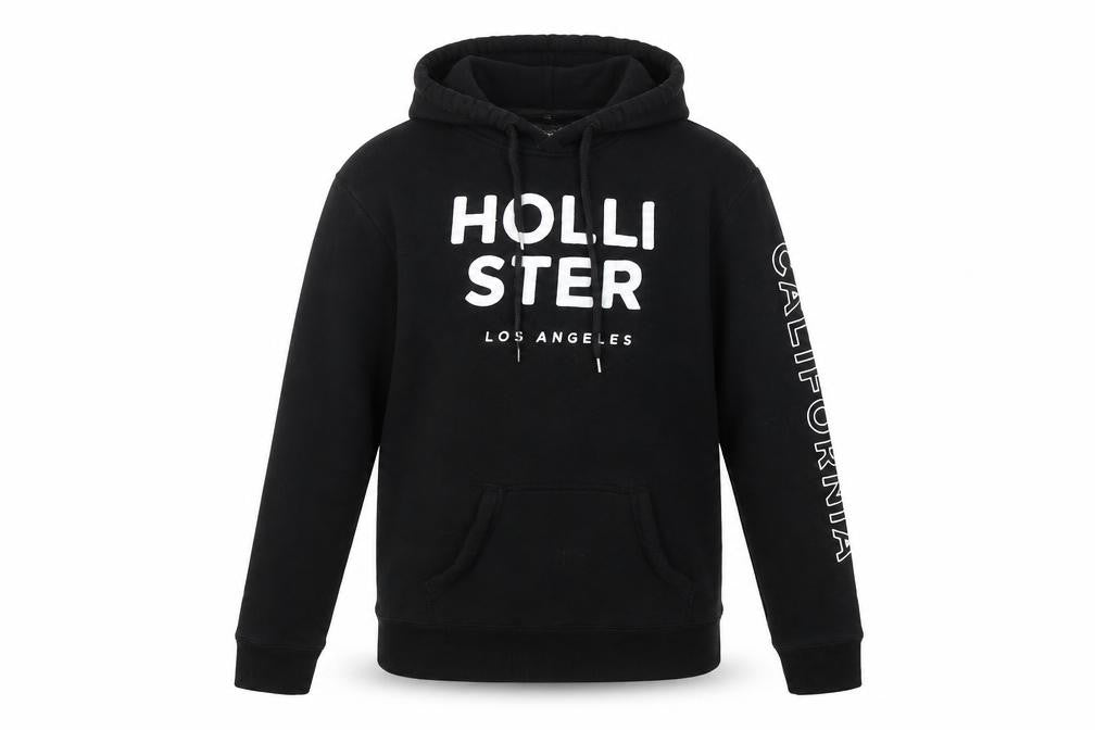 Hollister XS Black Pullover Hoodie, Unisex, Graphic Logo