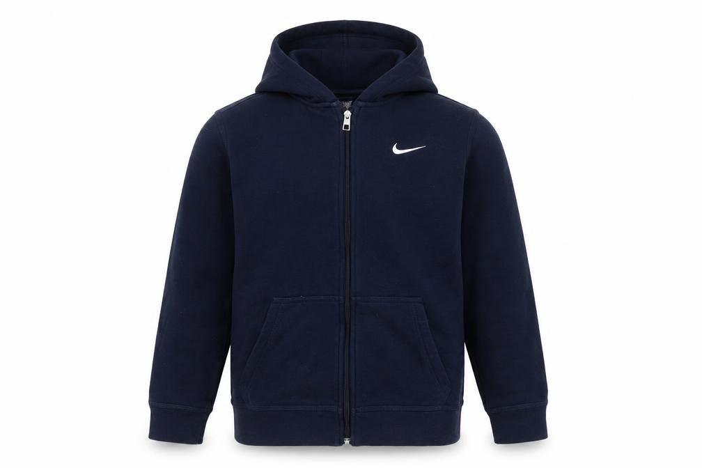 Front view of Nike boys’ blue basic hooded jacket 13 years