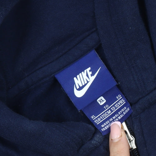 Nike Boys Blue Basic Hooded Jacket 13 Years