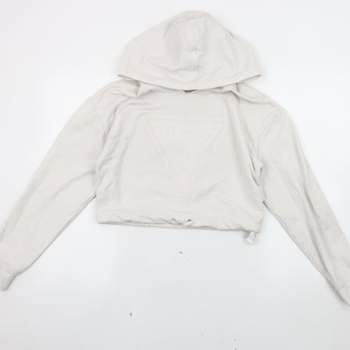 Guess Women's Ivory Logo Hoodie S