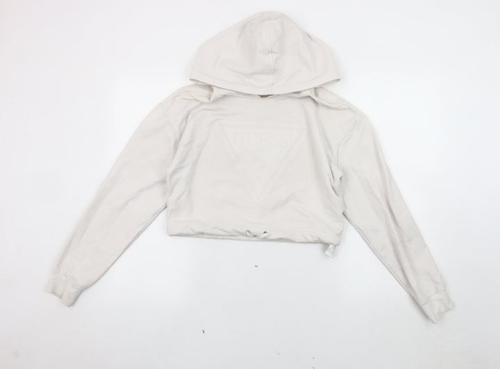 Guess Women's Ivory Logo Hoodie S