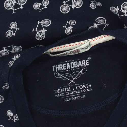Threadbare Men's Medium Blue Bicycle Print Sweatshirt