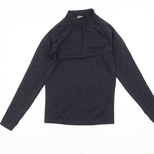 Women's Grey High Neck Zip Sweatshirt M