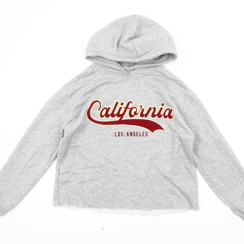 Zara Girls Grey Pullover Hoodie 13-14 Y California Print