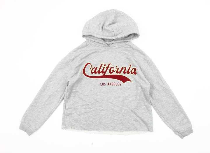 Zara Girls Grey Pullover Hoodie 13-14 Y California Print