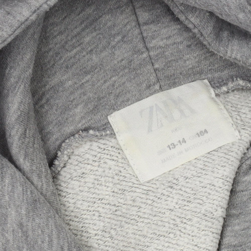 Zara Girls Grey Pullover Hoodie 13-14 Y California Print