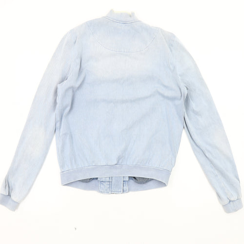 Chambray Los Angeles Women's Blue Bomber Jacket, Size S