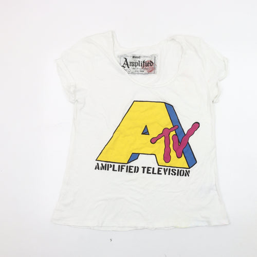Amplified Women's White Graphic T-Shirt Size S