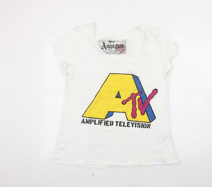 Amplified Women's White Graphic T-Shirt Size S