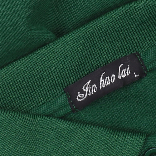 Jin Hao Lai Men's Green Polo Shirt, Size L, Striped Casual