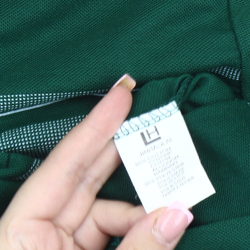 Jin Hao Lai Men's Green Polo Shirt, Size L, Striped Casual