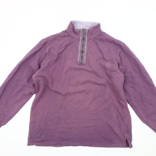 Cotton Traders Purple Unisex 1/4 Zip Sweatshirt L