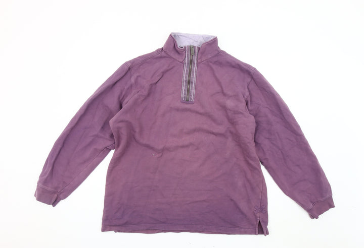 Cotton Traders Purple Unisex 1/4 Zip Sweatshirt L