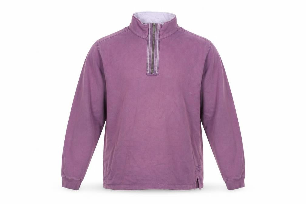 Front view of Cotton Traders Purple unisex 1/4 zip sweatshirt l